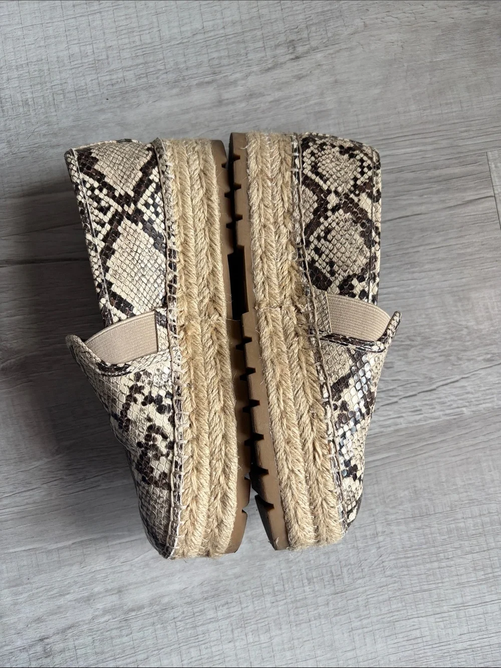 Circus by Sam Edelman Snake-Print Espadrille Slip-Ons in Beige and Brown